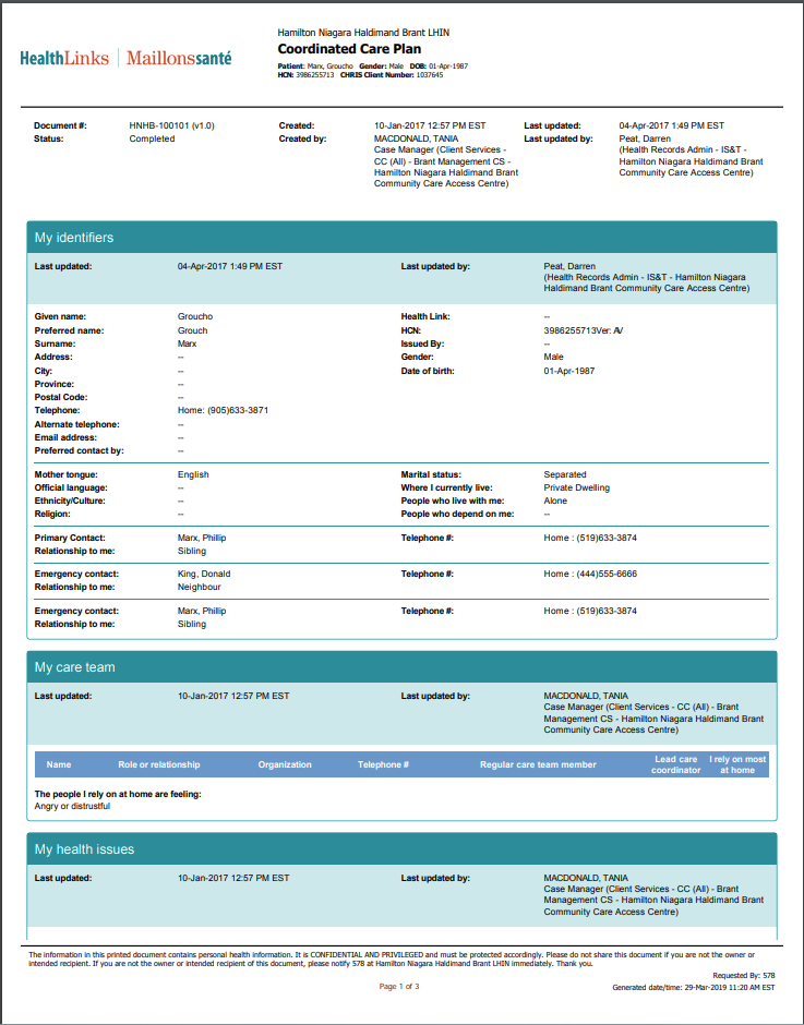 Resource Centre Coordinated Care Plan List Home And Community Care