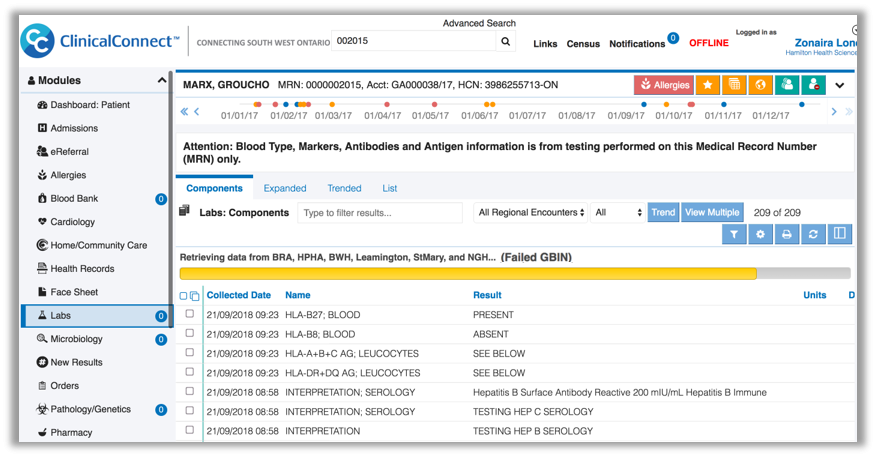 Image showing the data retrieval in progress