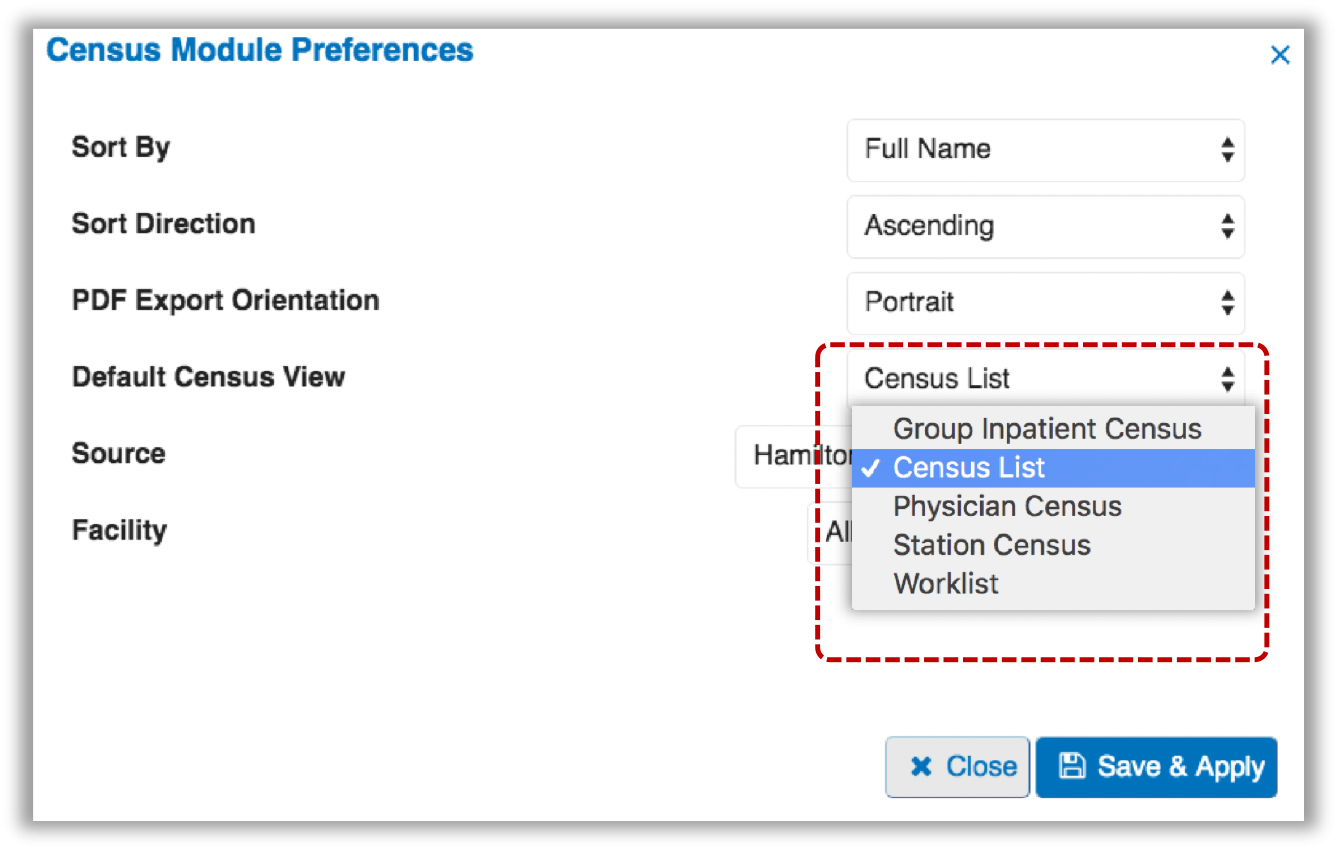 Image of Census Module preferences