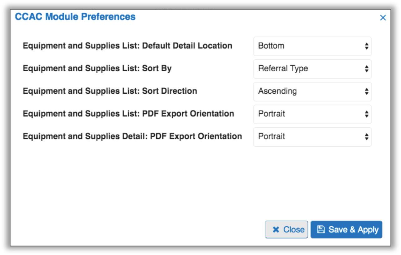 Image of the CCAC Module Preferences