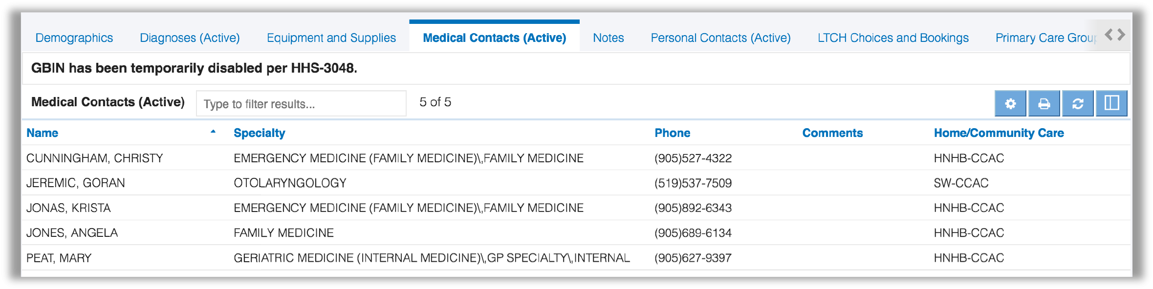 Image of Medical Contacts information