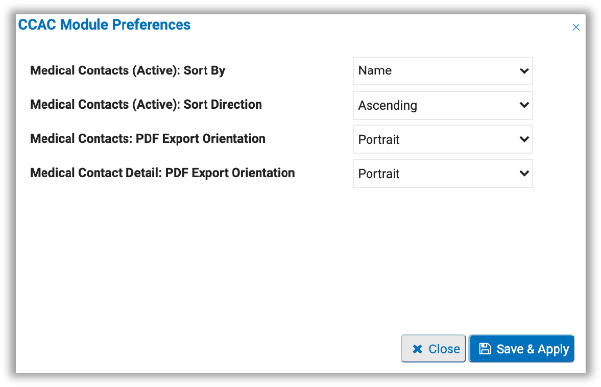 Image of CCAC Module preferences