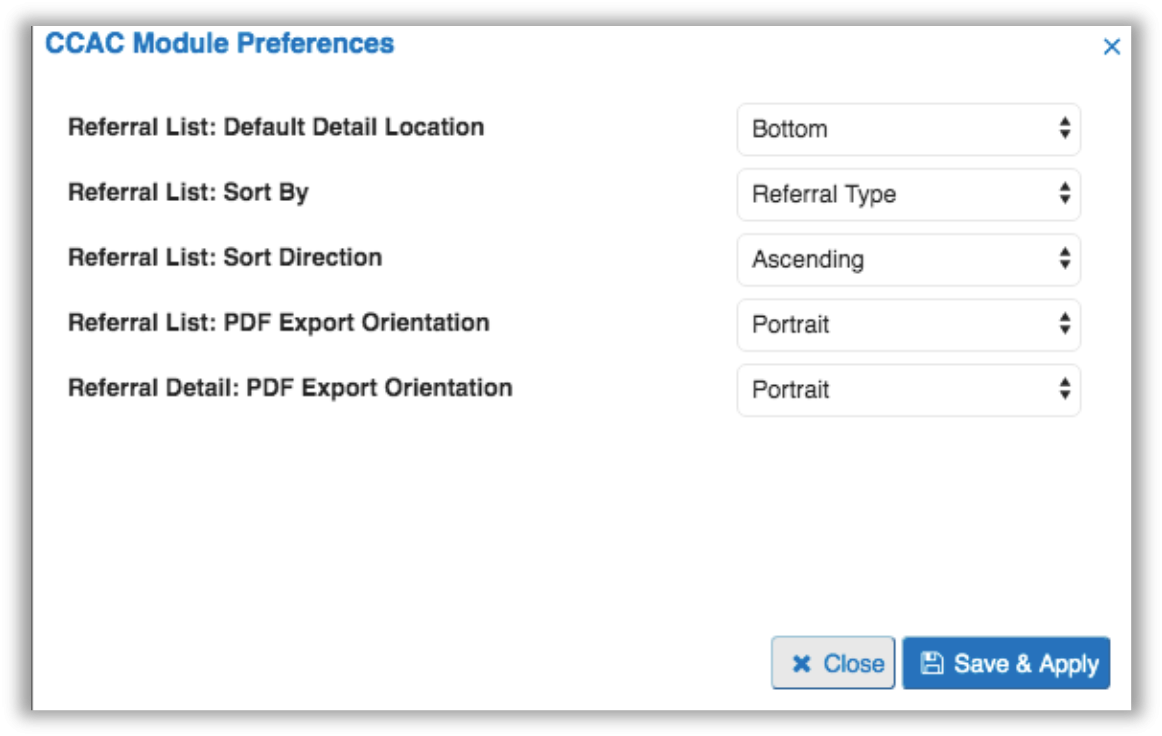Image of referral list preferences